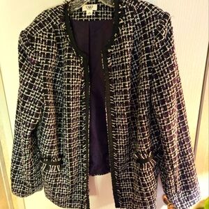 Cato 18W Vintage Black & Purple Tweed Blazer